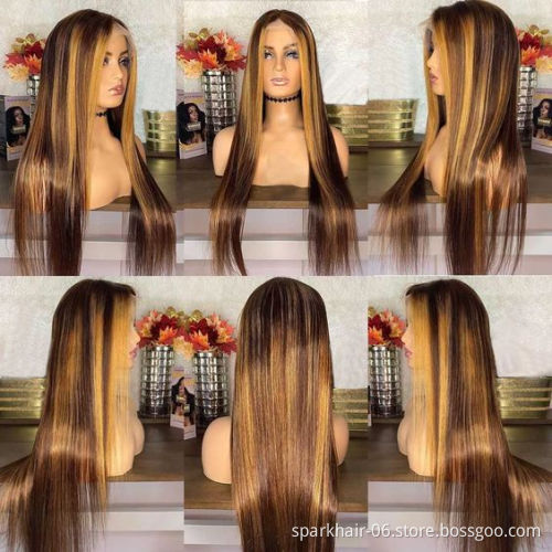 Glueless Highlight 26inch Water Wave Hair Wigs,Brazilian Virgin Lace Front Wig,Natural Pre-plucked Hairline Lace Frontal Wigs